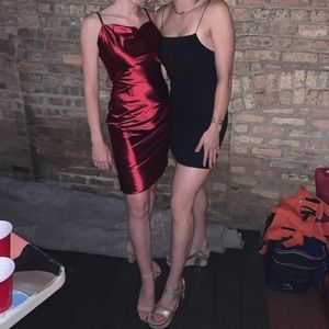 Red midi satin dress